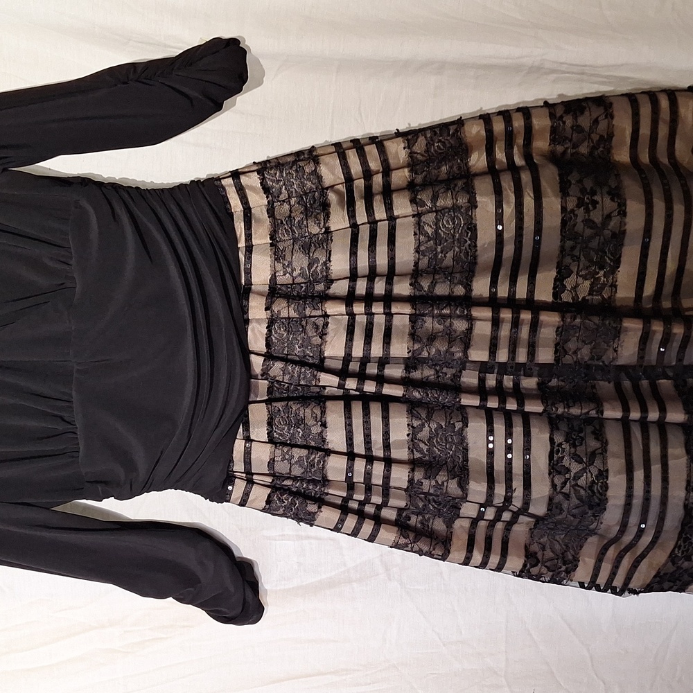 Black Formal Midi Dress, Sequins, Embroidered, Jessica Howard Sz 12, NWOT - Picture 13 of 14